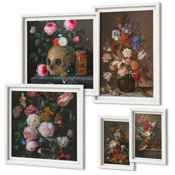 Bilderset fürs sofa Klassische Blumenkompositionen