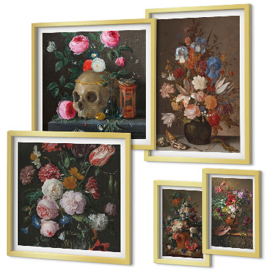 Bilderset fürs sofa Klassische Blumenkompositionen