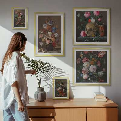 Bilderset fürs sofa Klassische Blumenkompositionen