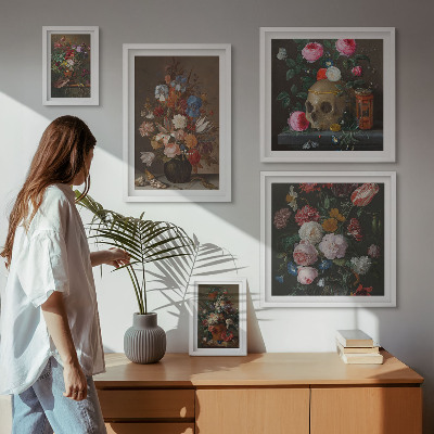 Bilderset fürs sofa Klassische Blumenkompositionen