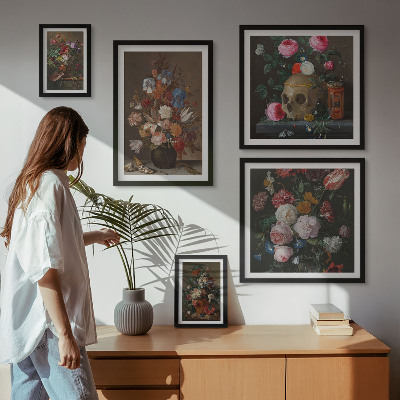 Bilderset fürs sofa Klassische Blumenkompositionen