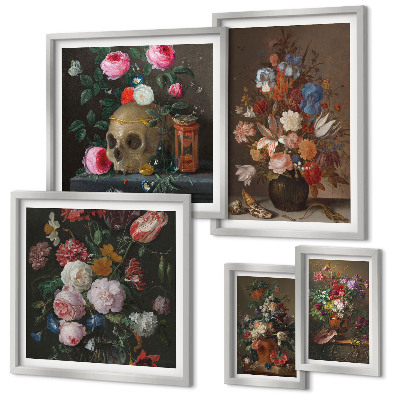 Bilderset fürs sofa Klassische Blumenkompositionen