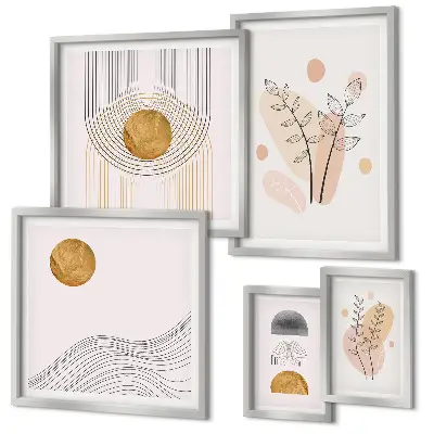 Bildergalerie-Set für die Wand mit stilvollen minimalistischen Pflanzenmotiven