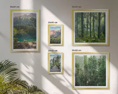 Bilderset für das Sofa mit Berglandschaften und Wäldern