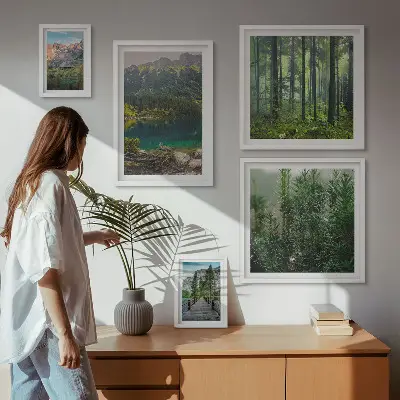Bilderset für das Sofa mit Berglandschaften und Wäldern