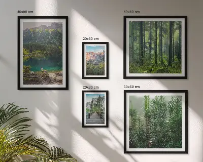 Bilderset für das Sofa mit Berglandschaften und Wäldern