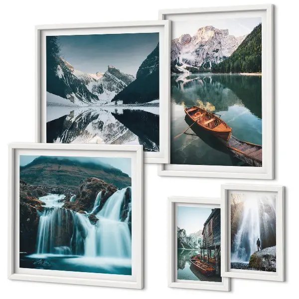 Bildergalerie-Set für die Wand mit Bergsee- und Wasserfallmotiven