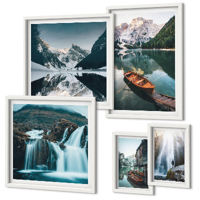 Bildergalerie-set für die wand Bergsee-Wasserfälle