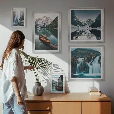 Bildergalerie-Set für die Wand mit Bergsee- und Wasserfallmotiven
