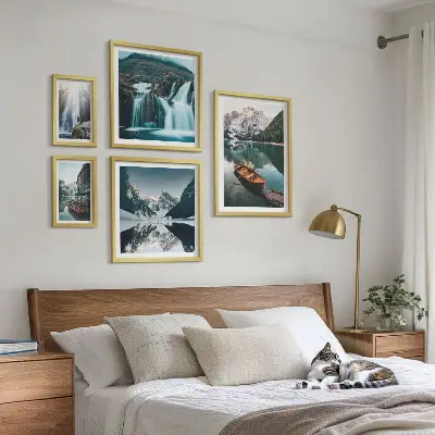 Bildergalerie-Set für die Wand mit Bergsee- und Wasserfallmotiven