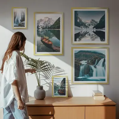Bildergalerie-Set für die Wand mit Bergsee- und Wasserfallmotiven