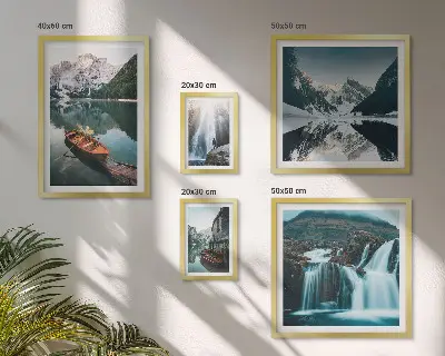 Bildergalerie-Set für die Wand mit Bergsee- und Wasserfallmotiven