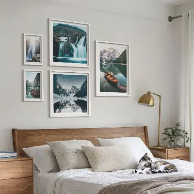 Bildergalerie-Set für die Wand mit Bergsee- und Wasserfallmotiven