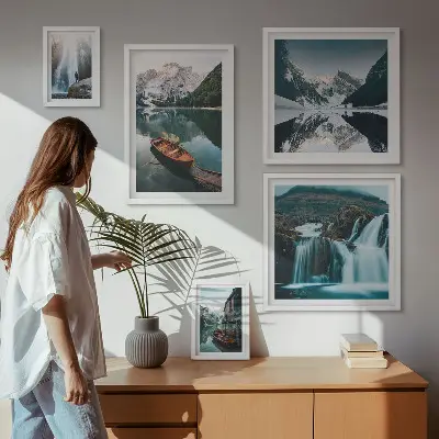 Bildergalerie-Set für die Wand mit Bergsee- und Wasserfallmotiven