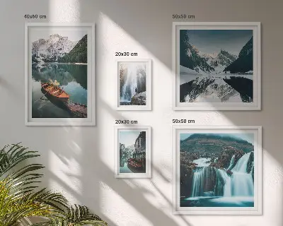 Bildergalerie-Set für die Wand mit Bergsee- und Wasserfallmotiven