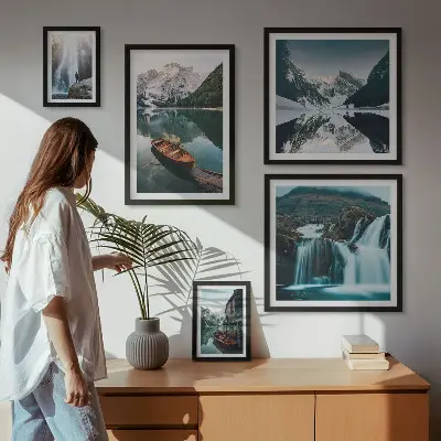 Bildergalerie-Set für die Wand mit Bergsee- und Wasserfallmotiven