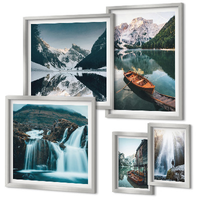 Bildergalerie-set für die wand Bergsee-Wasserfälle