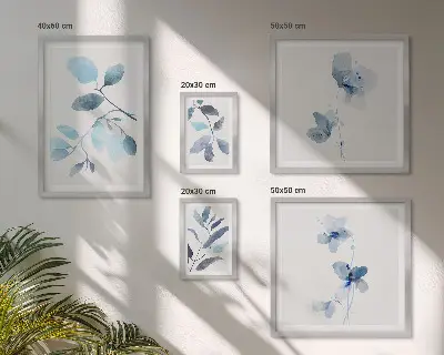 Bildergalerie-Set für die Wand mit blauen Pflanzenakzenten