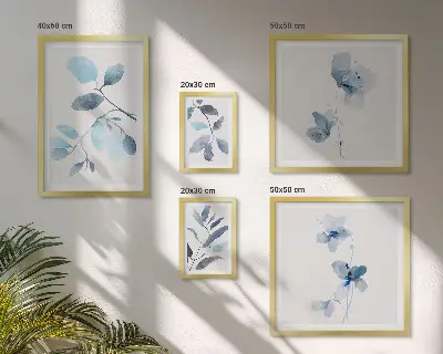 Bildergalerie-Set für die Wand mit blauen Pflanzenakzenten