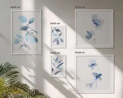 Bildergalerie-Set für die Wand mit blauen Pflanzenakzenten