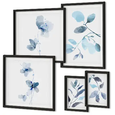 Bildergalerie-Set für die Wand mit blauen Pflanzenakzenten