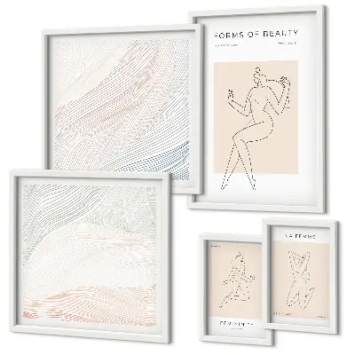 Bildergalerie-Set für die Wand Formen der Schönheit mit Silhouettenlinien