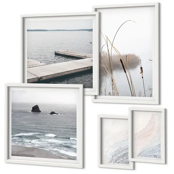 Modernes Wandbilder-Set mit minimalistischen Meereslandschaften