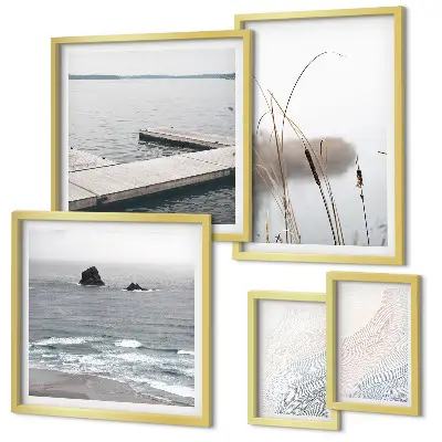 Modernes Wandbilder-Set mit minimalistischen Meereslandschaften