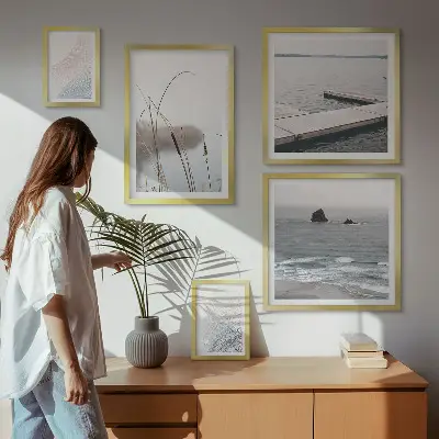 Modernes Wandbilder-Set mit minimalistischen Meereslandschaften