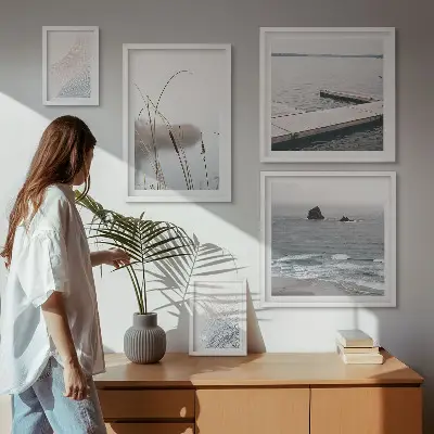 Modernes Wandbilder-Set mit minimalistischen Meereslandschaften