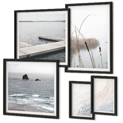 Modernes Wandbilder-Set mit minimalistischen Meereslandschaften