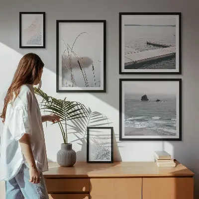 Modernes Wandbilder-Set mit minimalistischen Meereslandschaften