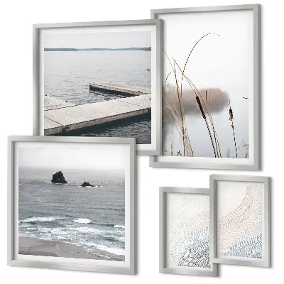 Modernes Wandbilder-Set mit minimalistischen Meereslandschaften