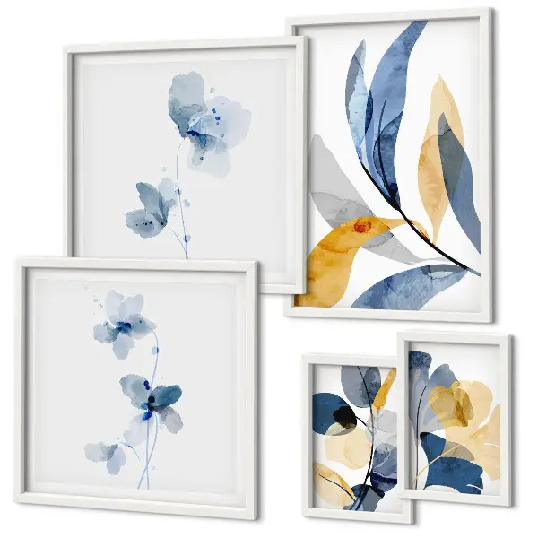 Modernes Wandbilderset mit Pflanzenmotiven in Pastellfarben