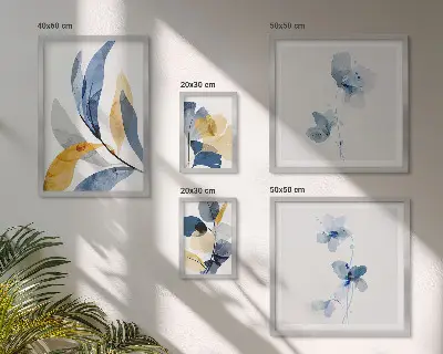 Modernes Wandbilderset mit Pflanzenmotiven in Pastellfarben