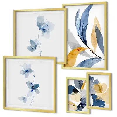 Modernes Wandbilderset mit Pflanzenmotiven in Pastellfarben