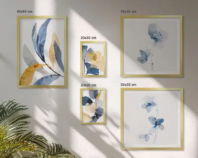 Modernes Wandbilderset mit Pflanzenmotiven in Pastellfarben