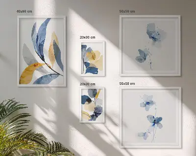 Modernes Wandbilderset mit Pflanzenmotiven in Pastellfarben