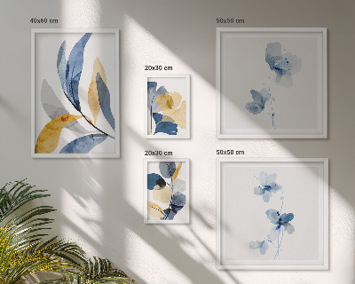 Modernes wandbilder-set Pflanzenmotive in pastellfarbenen Interieurs