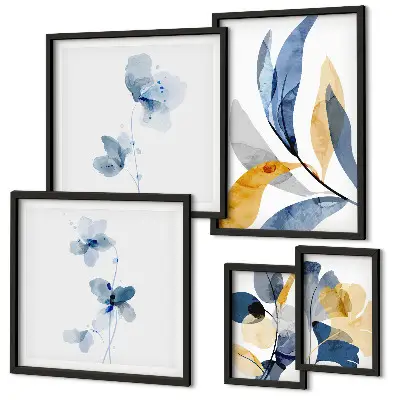 Modernes Wandbilderset mit Pflanzenmotiven in Pastellfarben