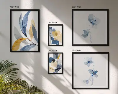 Modernes Wandbilderset mit Pflanzenmotiven in Pastellfarben