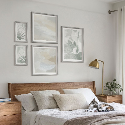 Bilderset fürs sofa Graue und weiße Pflanzenmotive