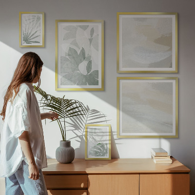 Bilderset fürs sofa Graue und weiße Pflanzenmotive