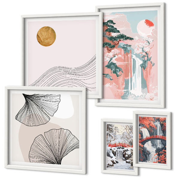 Bildergalerie-set für die wand Wasserfalllandschaften Japans