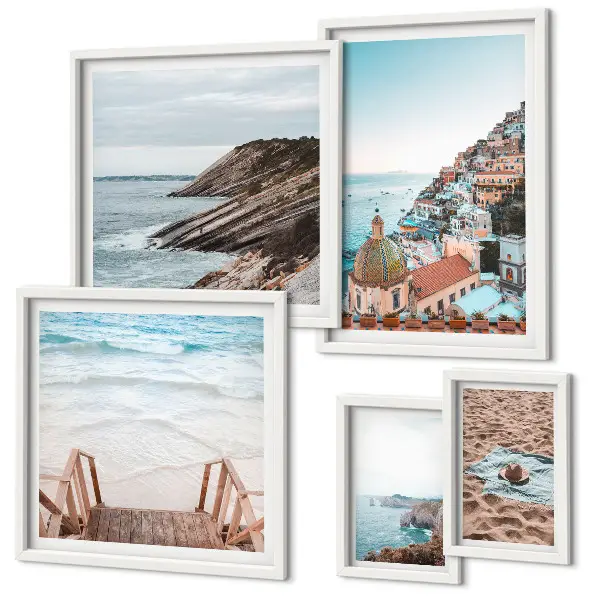 Modernes Wandbilder-Set italienische Städte mit Stränden und Entspannungsmotiven