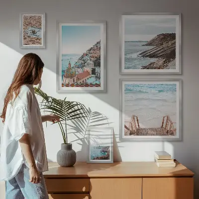 Modernes Wandbilder-Set italienische Städte mit Stränden und Entspannungsmotiven