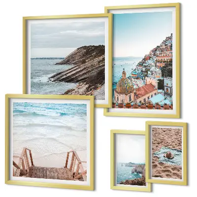 Modernes Wandbilder-Set italienische Städte mit Stränden und Entspannungsmotiven