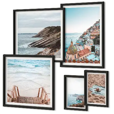 Modernes Wandbilder-Set italienische Städte mit Stränden und Entspannungsmotiven