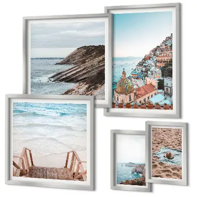 Modernes Wandbilder-Set italienische Städte mit Stränden und Entspannungsmotiven