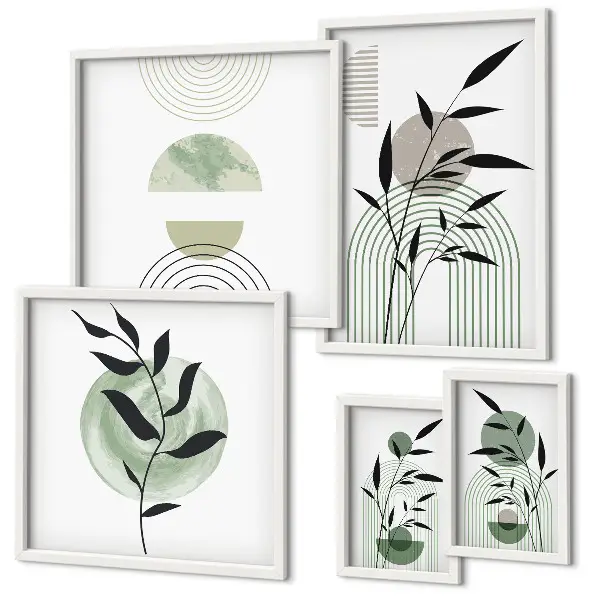 Bildergalerie-Set für die Wand mit stilvollen Pflanzengrafiken